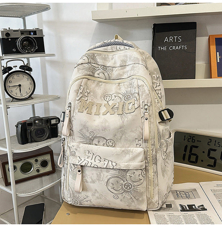 Graphic Print Multi-Pocket School Backpack