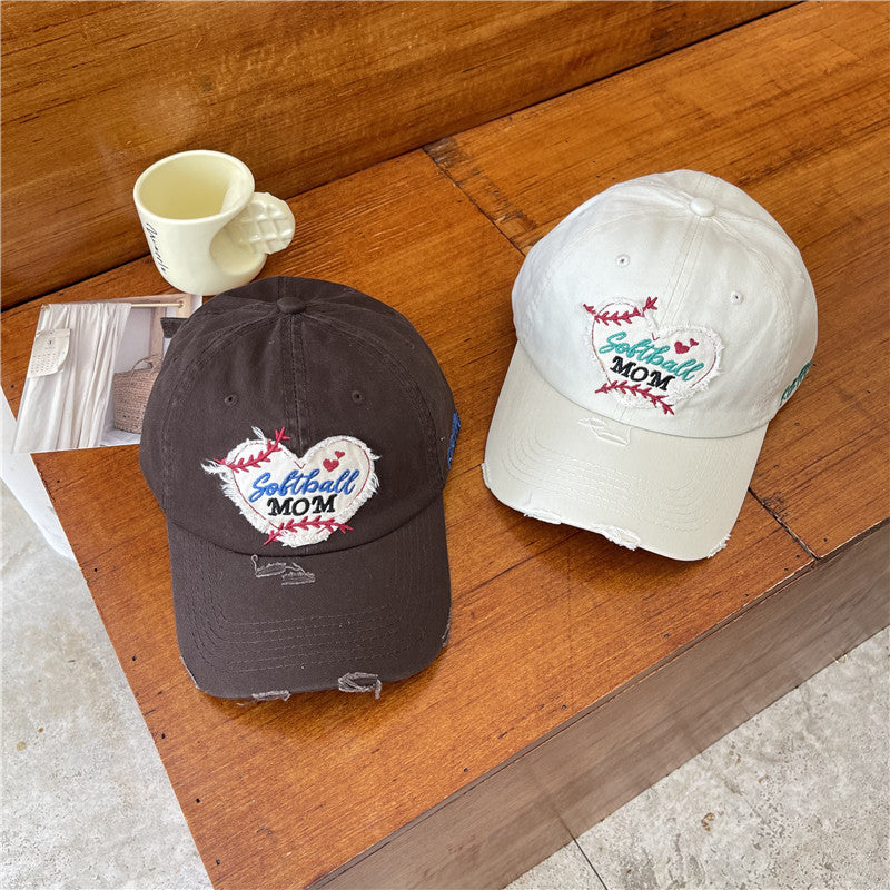 Women's Distressed Softball Mom Patch Baseball Cap Kalsten