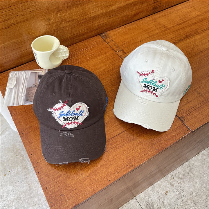 Women's Distressed Softball Mom Patch Baseball Cap Kalsten