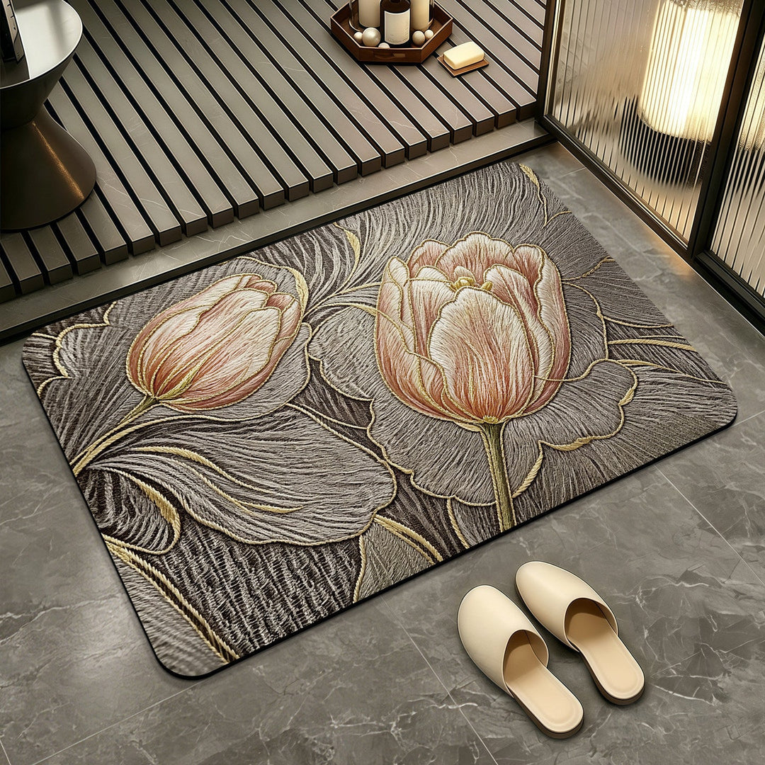 Elegant Floral Patterned Bath Mat Kalsten