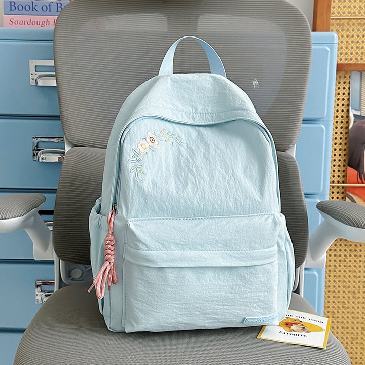 Floral Embroidered School Backpack