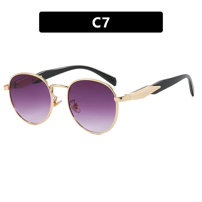 Women's round sunglasses with elegant golden frame and UV protection Kalsten