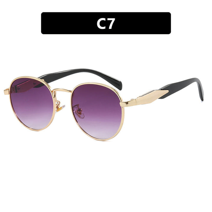 Women's round sunglasses with elegant golden frame and UV protection Kalsten