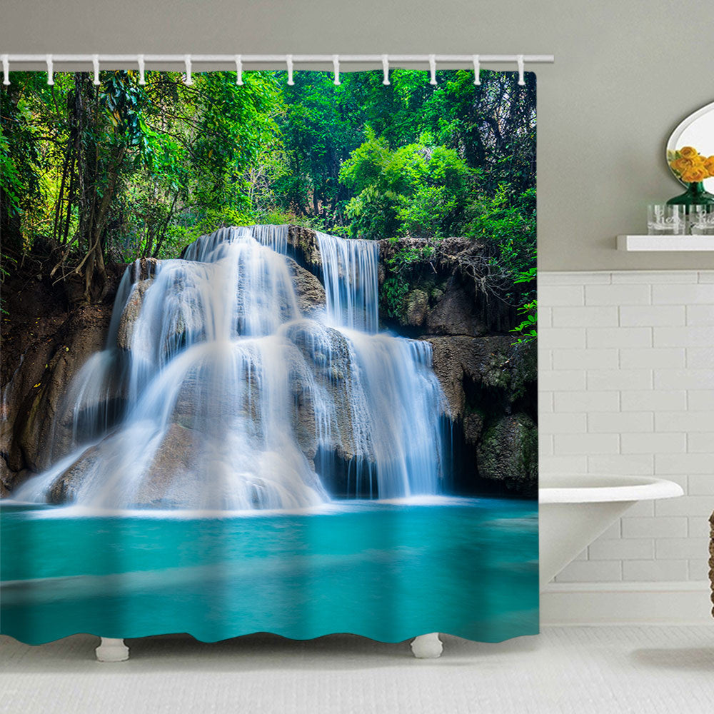 Scenic Waterfall Print Shower Curtain Kalsten