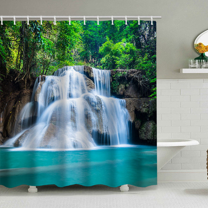 Scenic Waterfall Print Shower Curtain Kalsten