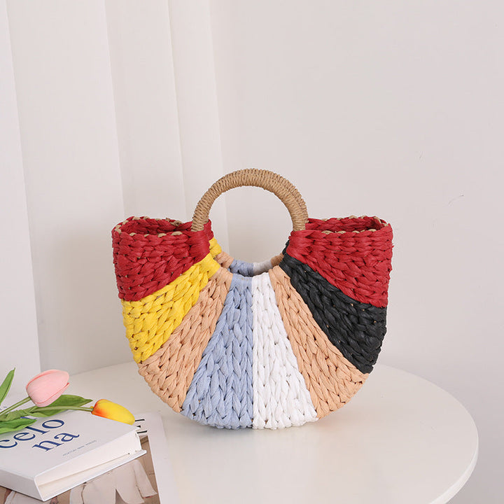 Handmade wicker bag with colorful pattern Kalsten