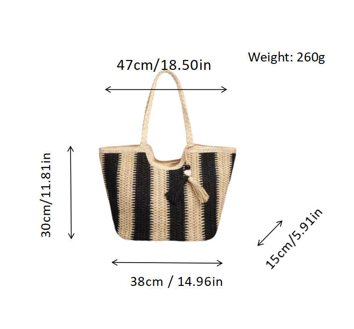 Beach bag with cheerful stripes and tassel details Kalsten