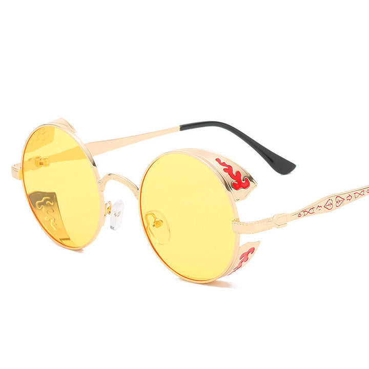Ladies round sunglasses with luxurious gold frame and decorative elements Kalsten