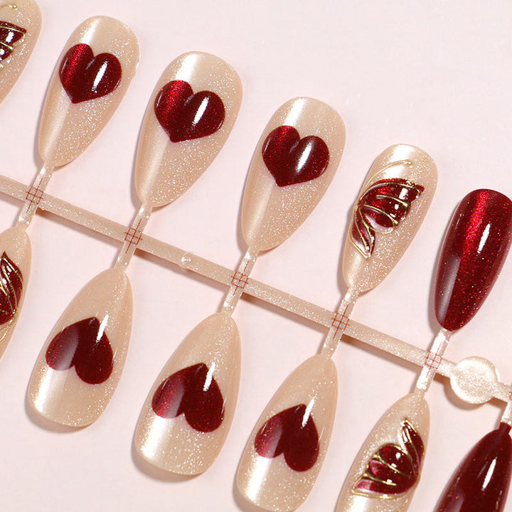 Artistic Heart-Accented Press-On Nail Set Kalsten