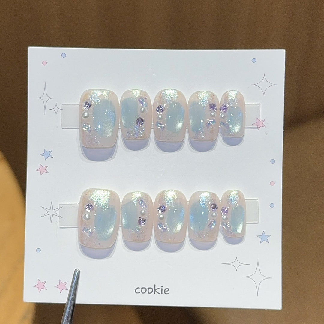 Artificial nails with pearl and glitter decoration Kalsten