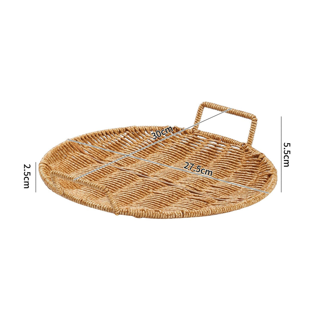 Handwoven Round Serving Tray with Ergonomic Handles Kalsten