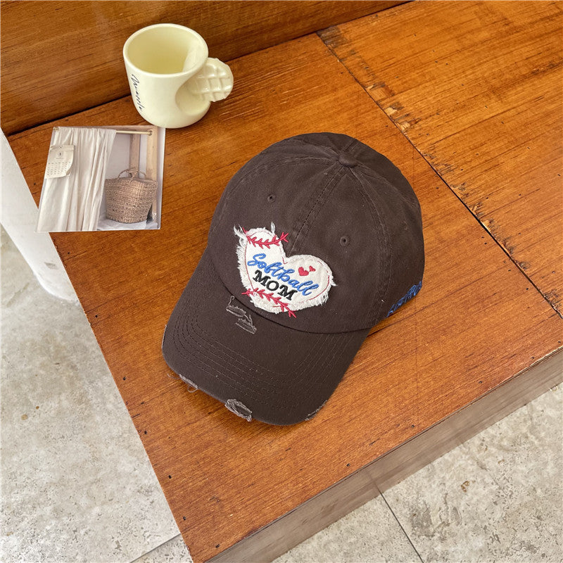 Women's Distressed Softball Mom Patch Baseball Cap Kalsten