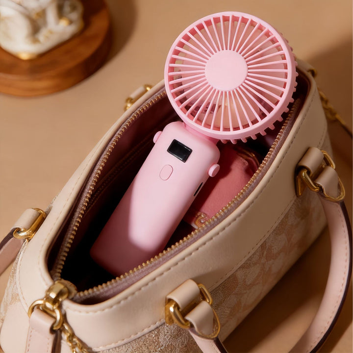 Women Portable Handheld Fan with Digital Display and USB Port Kalsten