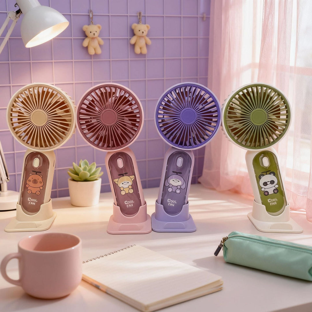 Women's Portable Hand Fan with Flexible Tilt Function and USB Charger Kalsten