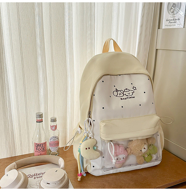Cute Transparent Panel School Backpack