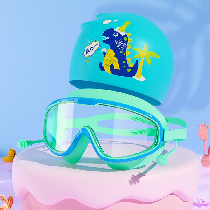 Kids Dinosaur-Themed Swim Mask and Cap Set Kalsten