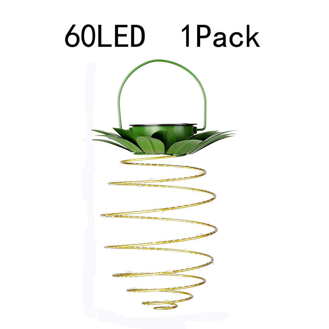 Spiral Hanging Solar LED Lantern With Lotus Canopy And Carrying Handle Kalsten