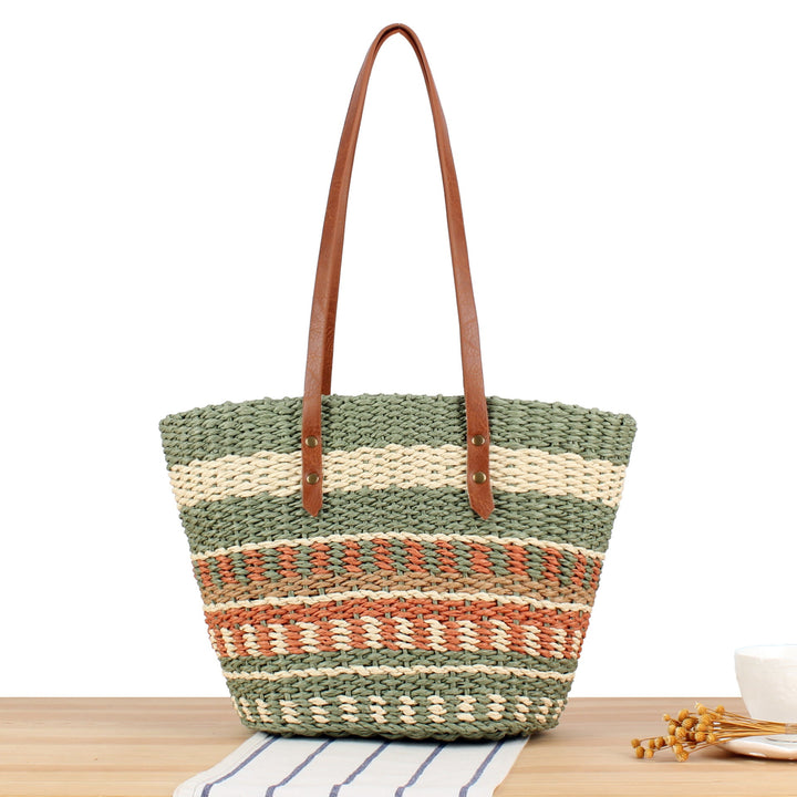 Braided shopping bag with high-quality leather handles Kalsten