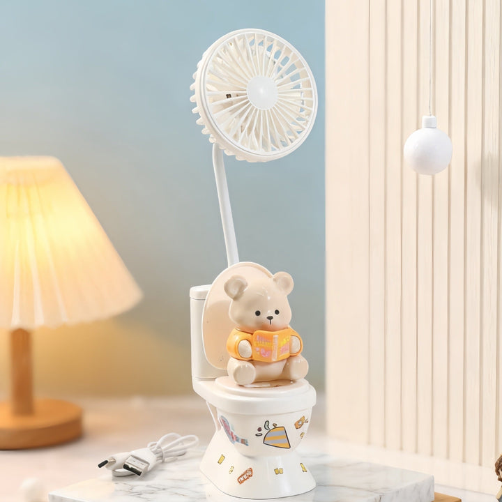 Ladies Cute Hand Fan with Plush Bear Design Kalsten