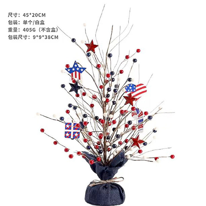 Unisex artificial decorative branch with star applications and berries for vase and wreath Kalsten