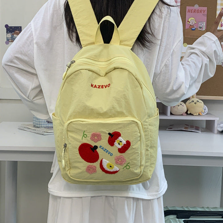 Embroidered Fruit-Themed School Backpack