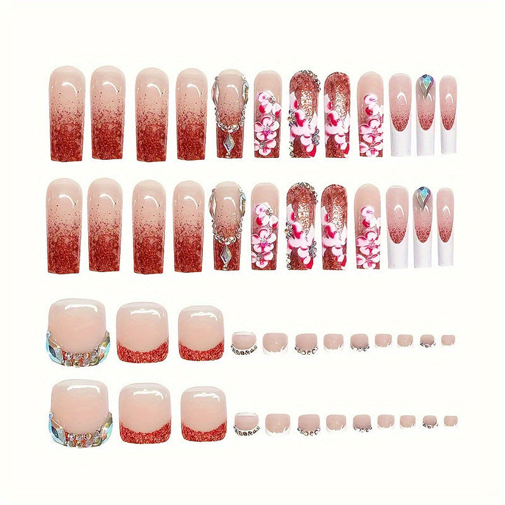 Designer Floral Acrylic Nail Art Kalsten
