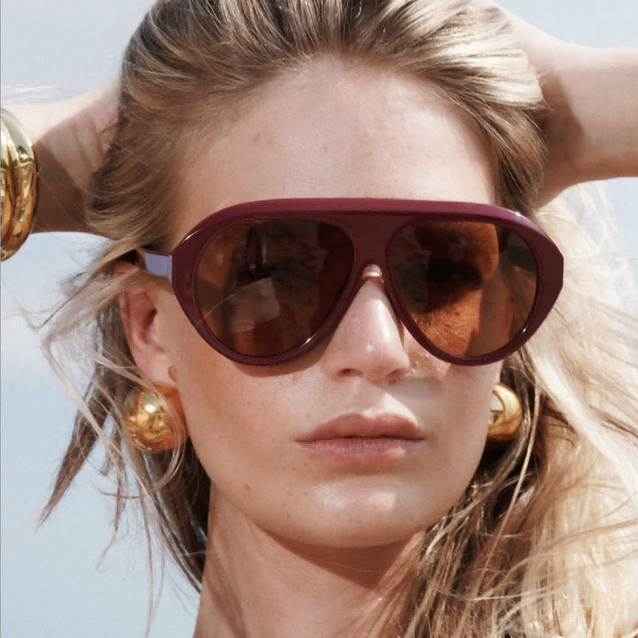 Women's Statement Sunglasses with Wide Frame and Green Lenses Kalsten
