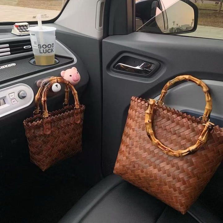 Handwoven basket bag with bamboo handles Kalsten