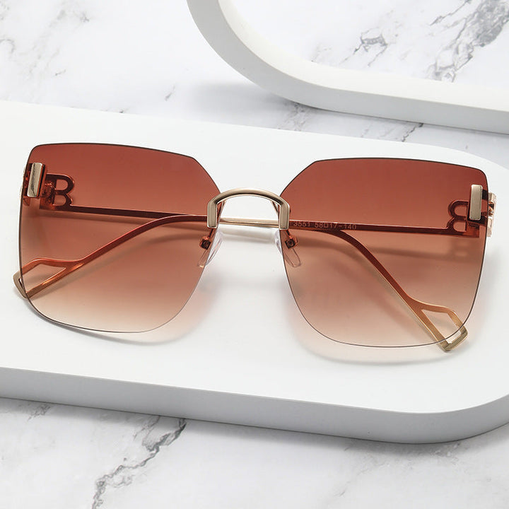 Women elegant square sunglasses with gold-colored metal frame Kalsten