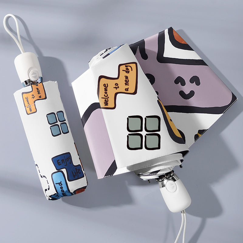 Women's Foldable Umbrella with Unique Graphic Design Kalsten