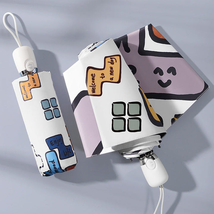 Women's Foldable Umbrella with Unique Graphic Design Kalsten