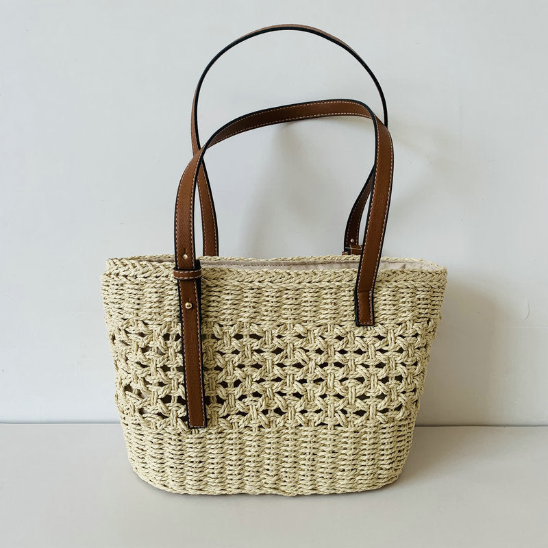 Handcrafted beach bag with high-quality leather handles Kalsten