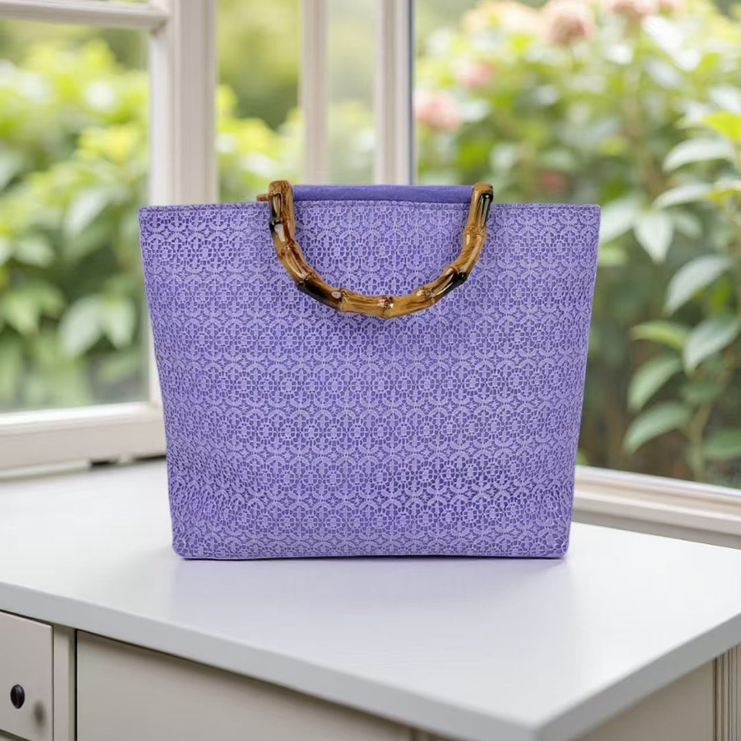 Elegant cotton bag with bamboo handles Kalsten
