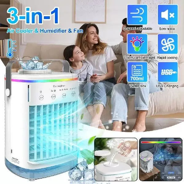 Unisex one size compact USB rechargeable vaporizer personal air cooler with removable water tank and carrying handle Kalsten