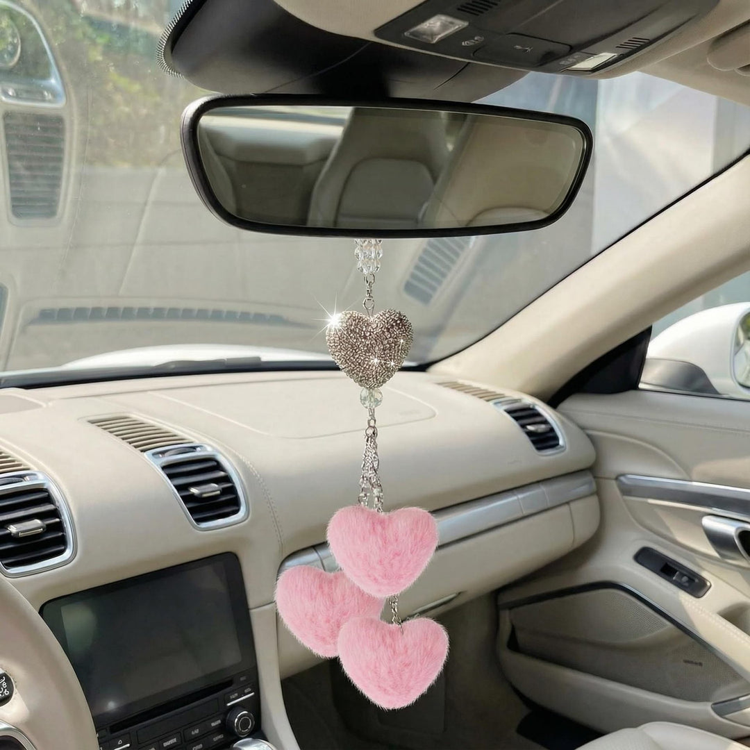 Heart-Shaped Car Rearview Mirror Charm Kalsten