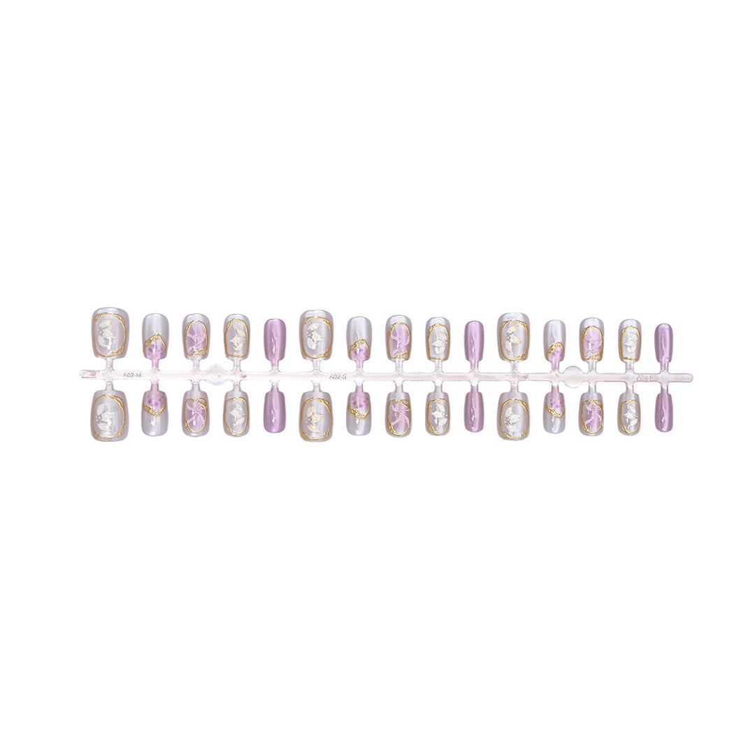 Decorative Press-On Nail Set with Floral Accents Kalsten