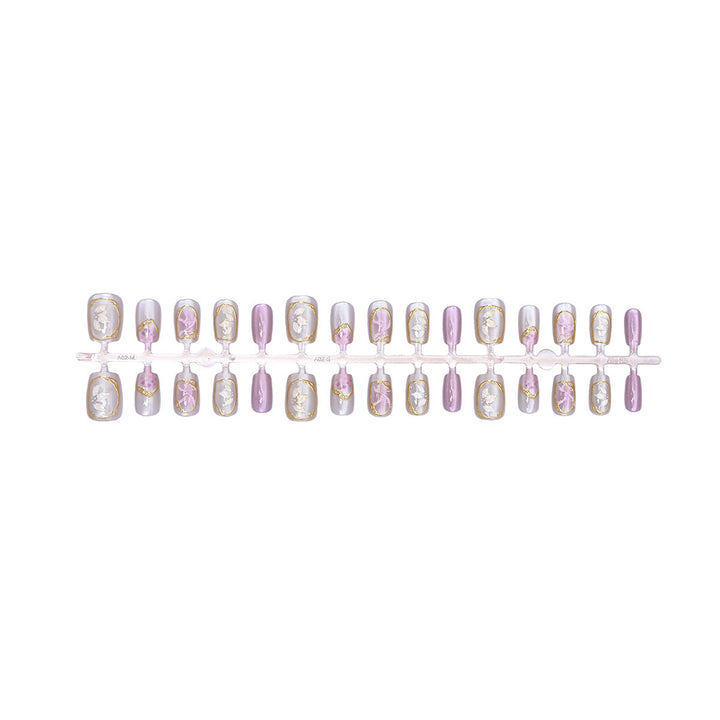 Decorative Press-On Nail Set with Floral Accents Kalsten