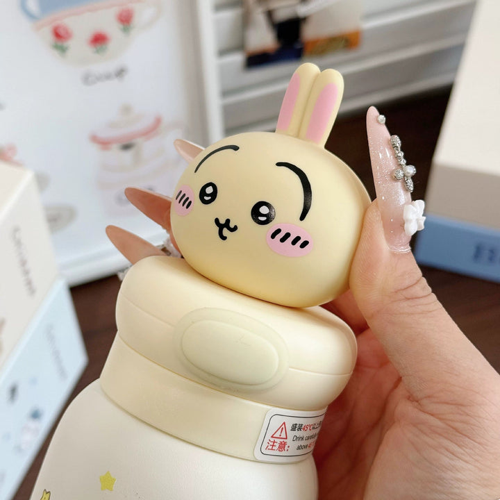 Women Stainless Steel Water Bottle with Interactive Animal Head Design Kalsten