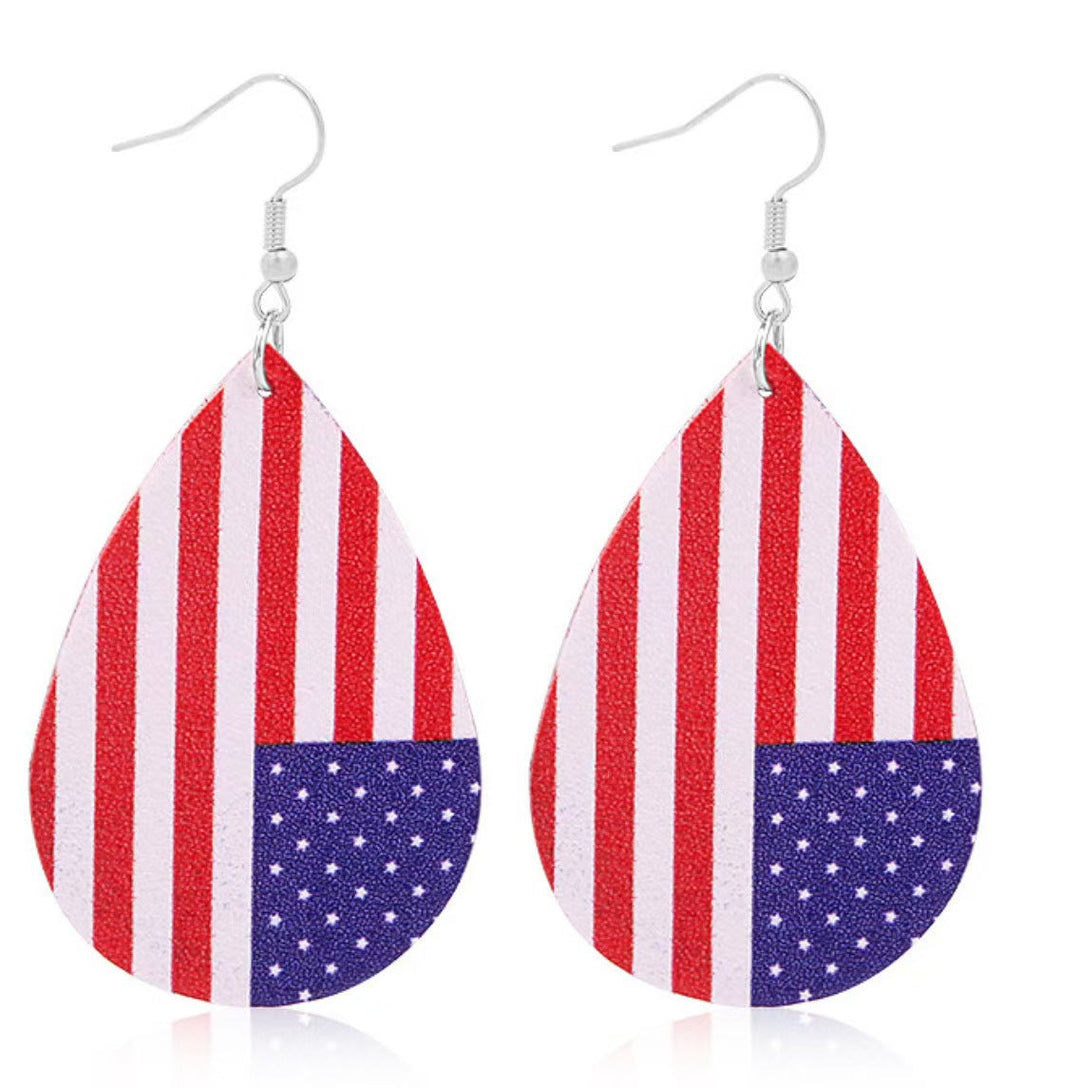 Women's nan teardrop-shaped faux leather earrings with star and stripe print Kalsten
