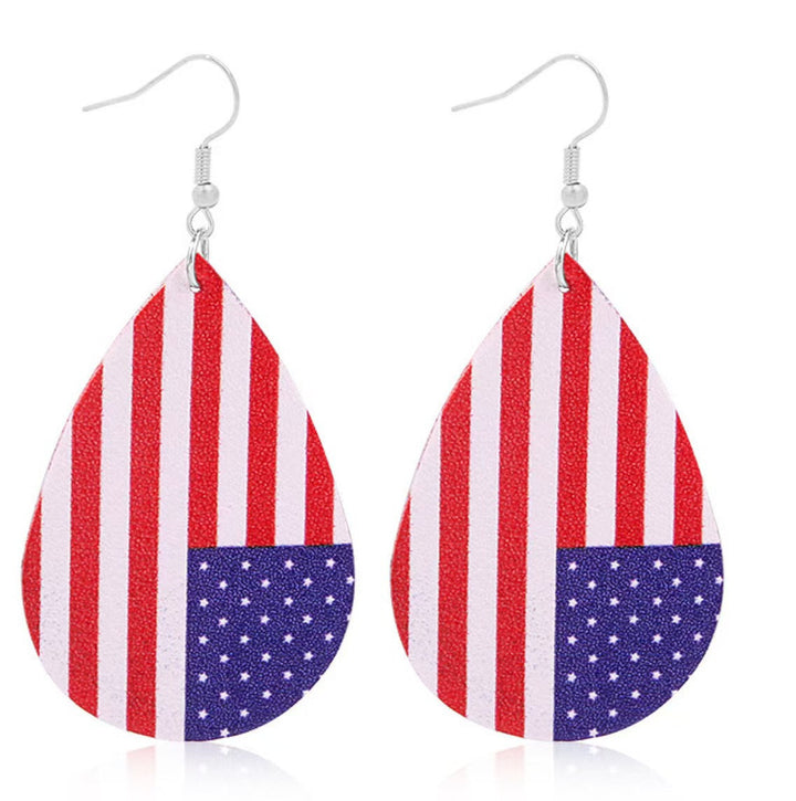 Women's nan teardrop-shaped faux leather earrings with star and stripe print Kalsten