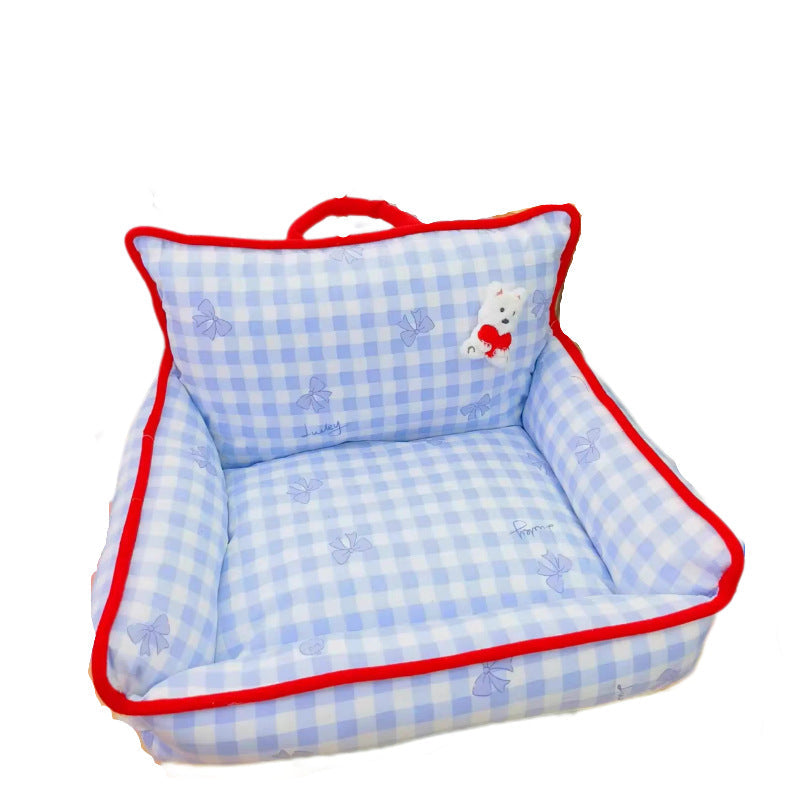 Cozy Checkered Dog Bed