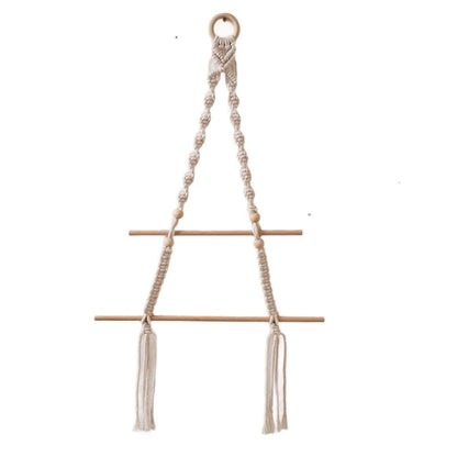 Macrame Hanging Plant Holder with Wooden Rod Acalora