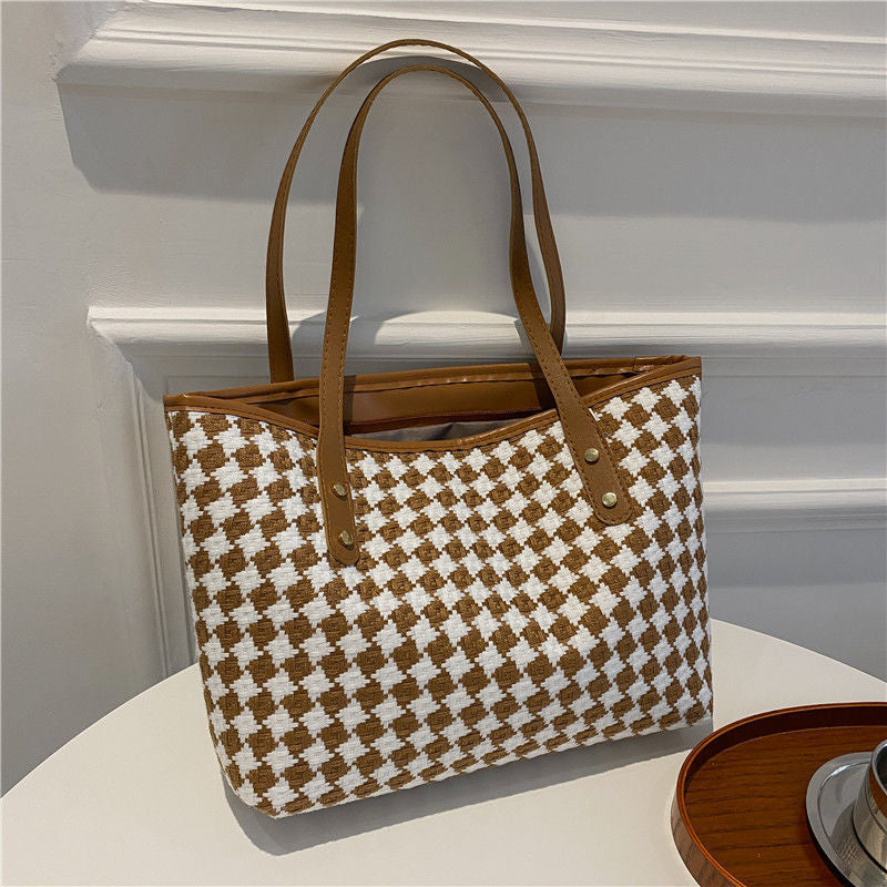 Woven Pattern Beach Tote Bag Acalora
