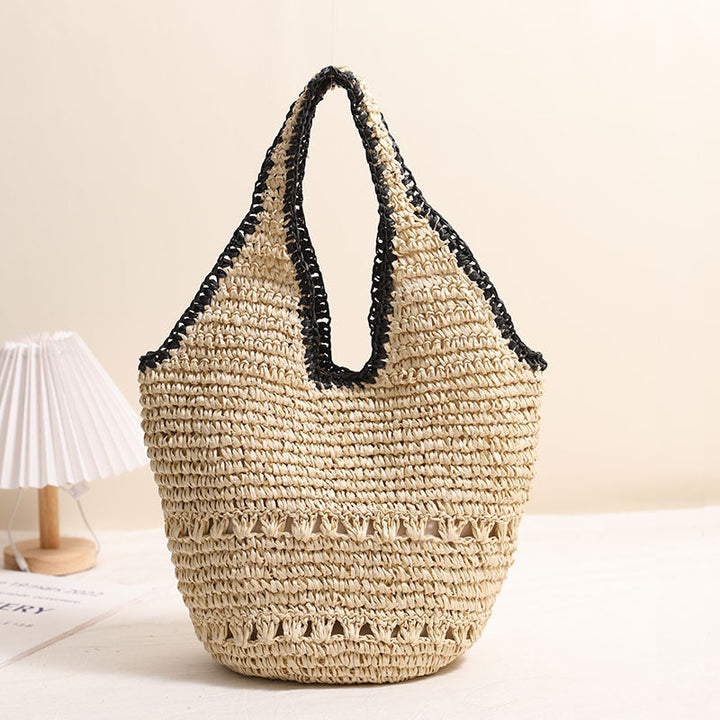 Handmade straw bag with decorative details Kalsten