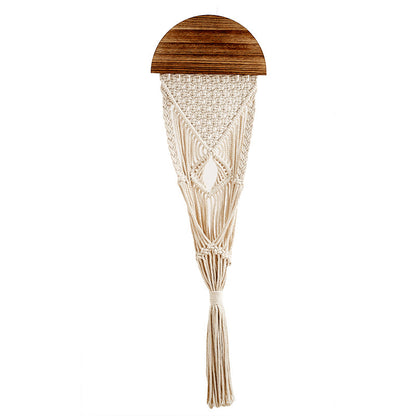 Decorative Macrame Wall Hanging with Wooden Accents Acalora