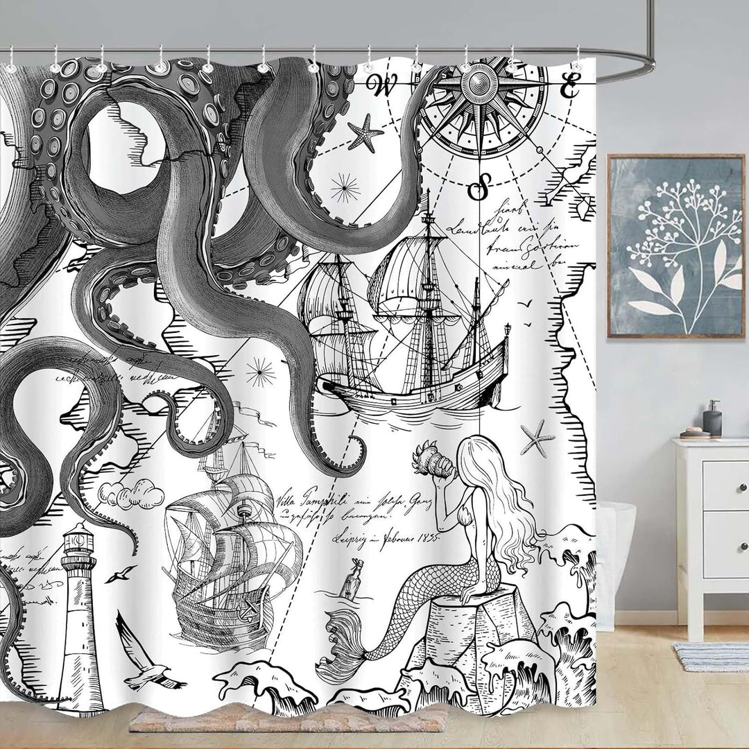 Ocean-Theme Shower Curtain Kalsten