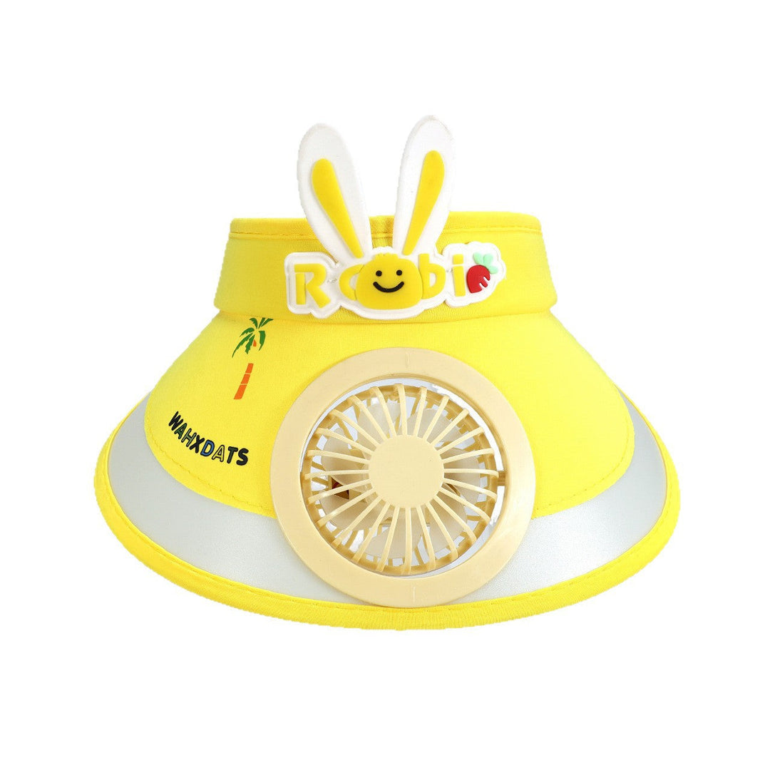 Sun protection with integrated battery fan, adjustable chin strap and cute bunny design Kalsten