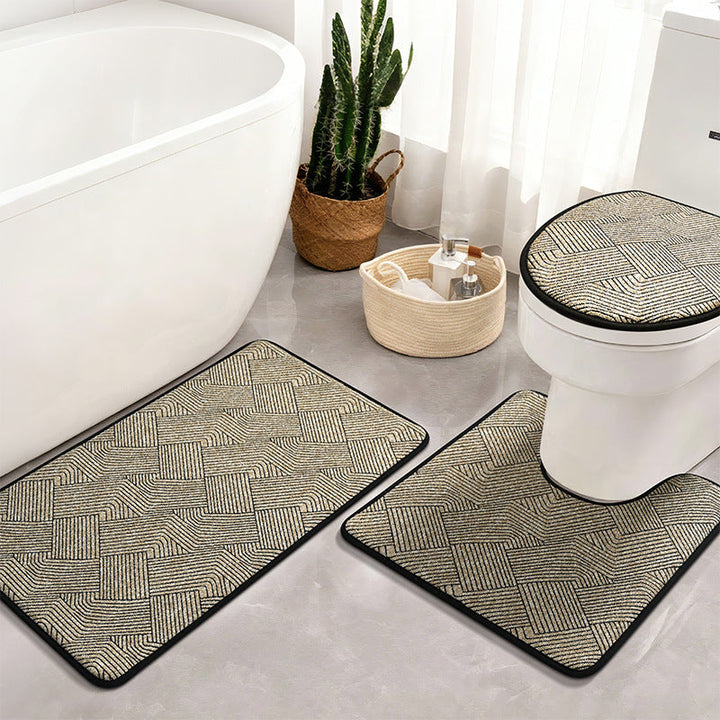 Elegant Woven Bathroom Mat Set