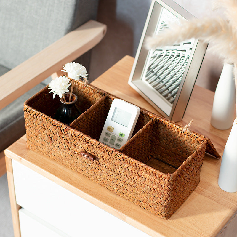 Handcrafted Rectangular Woven Storage Box with Dividers Kalsten