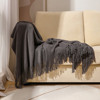 Unisex Luxurious Plush Fringe Throw Blanket